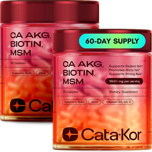 Vista 13 de Cata-Kor Vitaminas para el cabello, la piel y las uñas para mujeres, suplemento capilar con biotina y colágeno, ácido hialurónico, calcio AKG, MSM