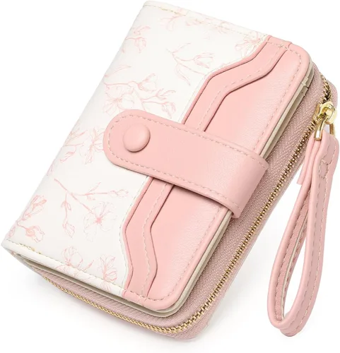 Vista 11 de GAEKEAO Cartera para mujer delgada y fina con bloqueo RFID, de cuero con flores, tarjetero plegable, cartera larga para damas con bolsillo