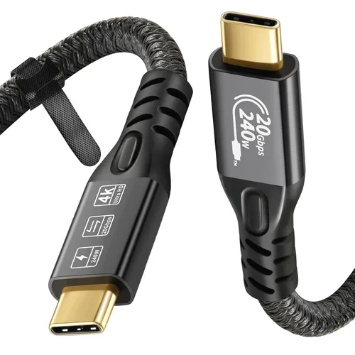 Vista 13 de Cable USB C 3.2 Gen 2X2 20Gbps, tipo C 4K a 60Hz UHD Video 5A/240W PD3.1 Carga rápida con E-Marker Compatible con Thunderbolt 3/4 MacBook Pro