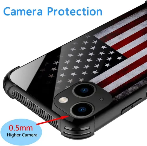Vista 5 de ZHEGAILIAN Funda para iPhone 14 Plus, protección de grado militar, esquinas a prueba de golpes, funda antiarañazos para iPhone 14 Plus, bandera