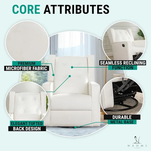 Vista 6 de Naomi Home Odelia - Sillón reclinable, mecedora, deslizador, giratorio