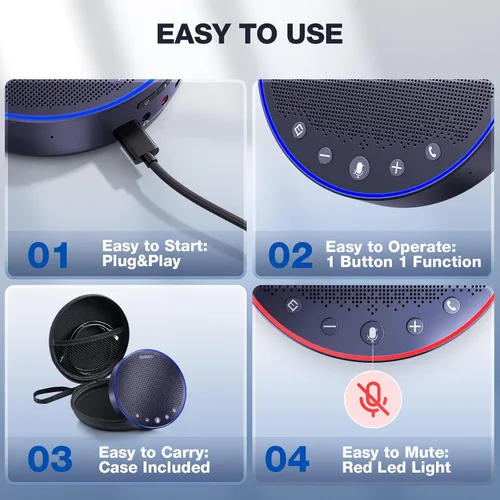 Vista 6 de EMEET 2 altavoces Bluetooth M3 y 1 cadena de margarita