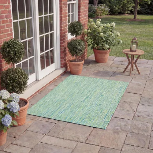 Vista 100 de SAFAVIEH Alfombra Lavable para Exteriores Colección Courtyard - 2'3" x 5', Azul Aqua y Gris, No Desprende Pelusa y Fácil Limpieza, Ideal para Patio