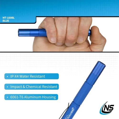 Vista 5 de Nightstick MT-100BL Mini-TAC Linterna LED de Metal - 2 AAA, 5.4 in (137 mm), Azul