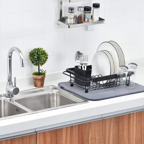 Vista 5 de TOOLF - Estante expandible para secar platos sobre el fregadero, estante ajustable para platos en el fregadero o en la encimera, escurridor