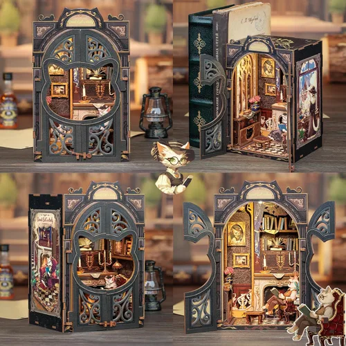 Vista 5 de CUTEBEE Kit de Libros para Rincón de Lectura - Kit de Casa en Miniatura de Bricolaje para Adultos y Adolescentes, Estantería para Libros de Casa