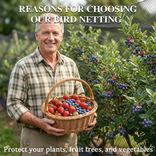 Vista 2 de Red para pájaros, red de jardín de 7.5 x 65 pies para gallinero, valla de red para aves de corral para árboles frutales, plantas y verduras contra