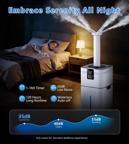 Vista 7 de Humidificador comercial de 30 l/7.93 galones para habitación grande, 4200 pies cuadrados, humidificadores de 101.4 fl oz/h para toda la casa