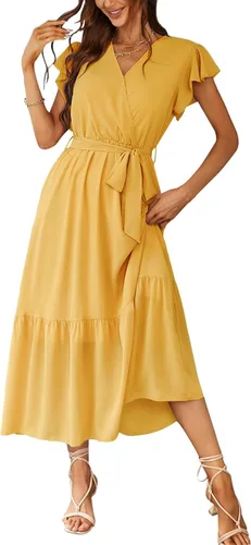 Vista 11 de PRETTYGARDEN Vestido largo bohemio floral de verano para mujer Melocotón Floral