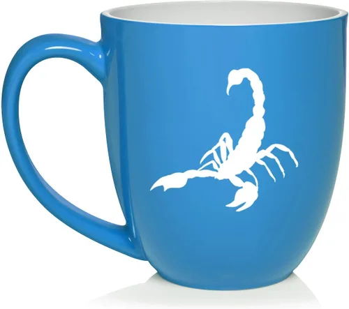 Vista 7 de Daylor Taza de café de cerámica Scorpion, regalo para ella, él, amigo, compañero de trabajo, esposa, esposo (11 onzas, azul)