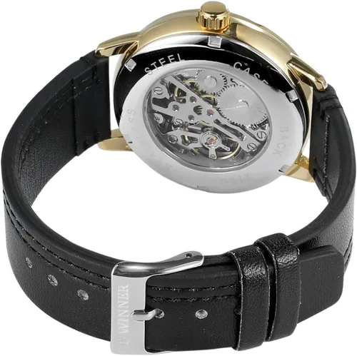 Vista 3 de FORSINING Reloj de pulsera mecánico de estilo deportivo analógico para hombre con correa de cuero