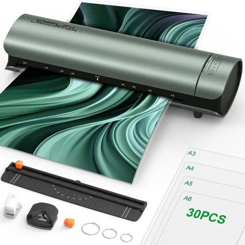 Vista 10 de Máquina laminadora para presentación de oficina 11x17 con hoja laminadora A3/A4/A5, máquina laminadora térmica en frío de 3/5 mil, 13 pulgadas