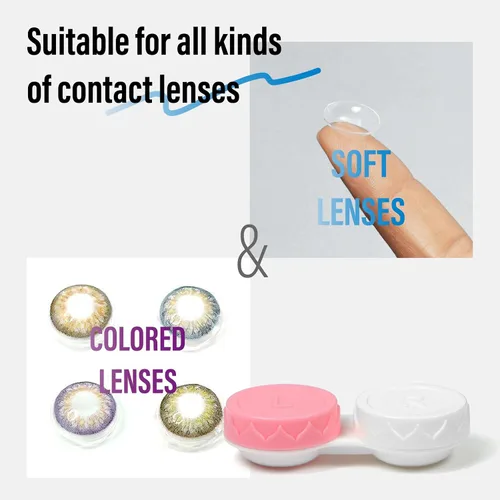 Vista 4 de Paquete de 8 fundas para lentes de contacto rosas, kit de mini lentes de contacto portátil para exteriores, perfecto para viajes y uso diario