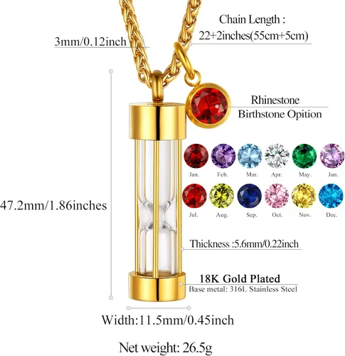 Vista 49 de FindChic Collares personalizados con urna para cenizas, barra vertical, gato, luna, reloj de arena, garra de perro, acero inoxidable, chapado en oro