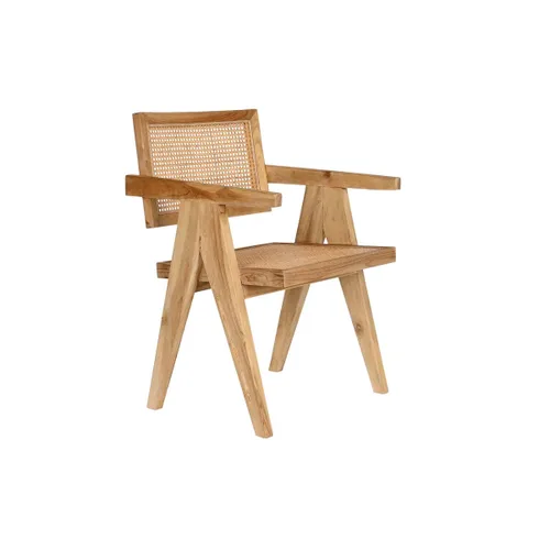Vista 2 de Silla de Comedor DKD Home Decor Natural Teca Ratán (58 x 56 x 82 cm)