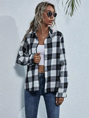 Vista 4 de Floerns Blusa casual de manga larga con botones para mujer