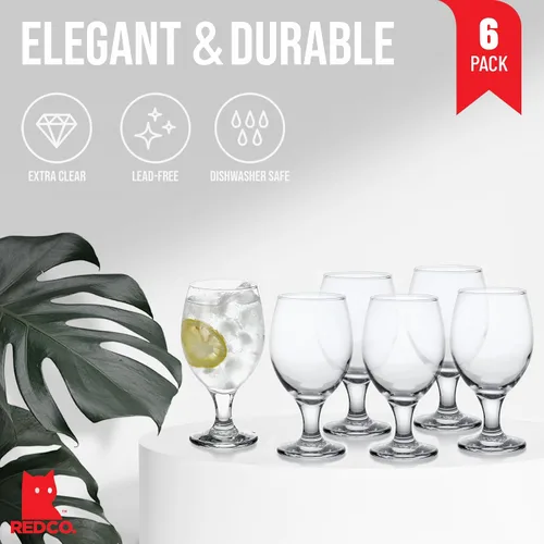 Vista 2 de Red Co. Belluno Classic - Vasos transparentes para agua, jugo, licor, copas de vino, juego de 6 (13.5 onzas)