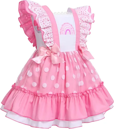 Vista 6 de Vestido de lunares para niña, ocasiones especiales, retro, de los años 50, vintage, clásico, con vuelo, vestido de fiesta de té rockabilly