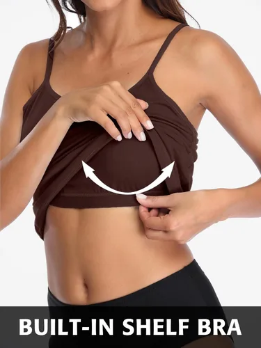 Vista 121 de Camisa Attraco de algodón, con tirantes estilo espagueti, con brasier incorporado, 2 paquetes, para mujer