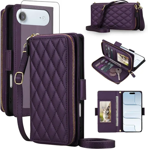 Vista 88 de Asuwish Funda compatible con iPhone 6/6s/7/8/SE 2020 2022 con cremallera y bloqueo RFID, protector de pantalla, correa cruzada i6 i7 i8 7s 8s SE2020