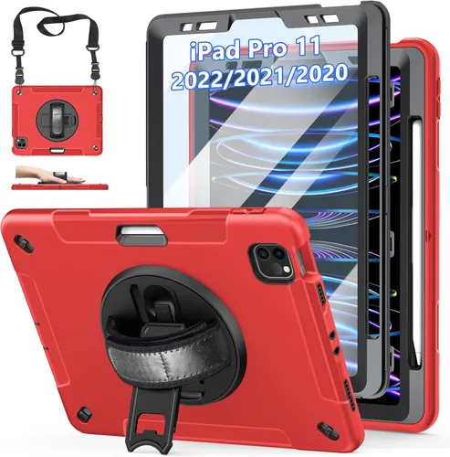 Vista 16 de Funda para iPad Pro de 11 pulgadas (2022/2021/2020/2018): Funda de silicona para iPad 11 (4ª/3ª/2ª/1ª) generación con protector de pantalla, Negro
