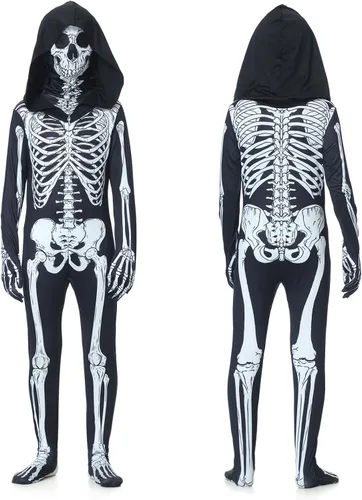 Vista 7 de Disfraz de esqueleto 3D, disfraz de calavera aterradora, disfraz de esqueleto de Halloween, disfraz de esqueleto de Halloween