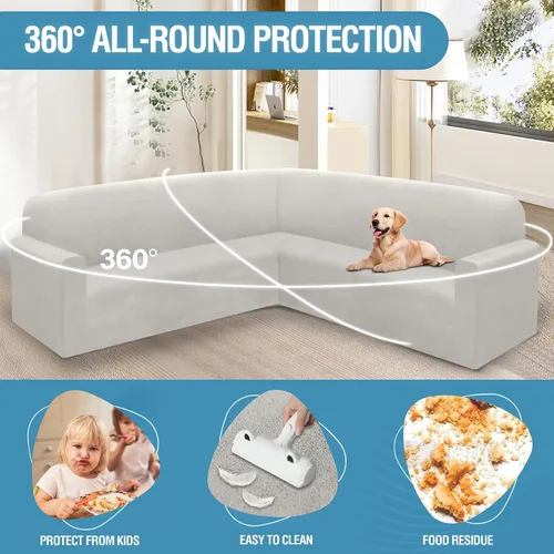 Vista 57 de HDCAXKJ Fundas de sofá seccional de esquina de terciopelo elástico en forma de L, juego de fundas deslizantes suaves y gruesas en forma de U