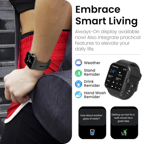Vista 4 de TOZO S4 AcuFit One Smartwatch Bluetooth Talk Dial Fitness Tracker Negro + Auriculares inalámbricos T10mini Auriculares Bluetooth 5.3 Nueva versión