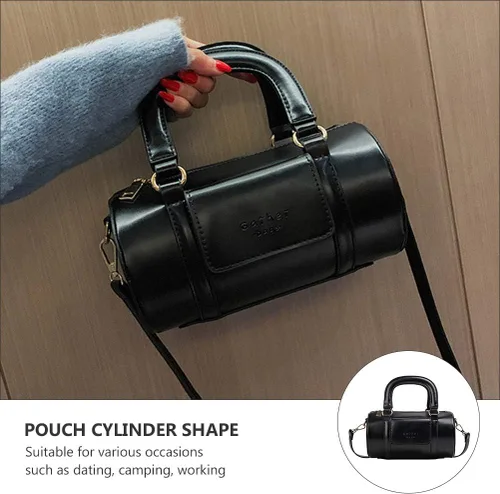 Vista 8 de ValiCLUD - Bolsa de moda para bolso retro con forma de cilindro, Negro), 483