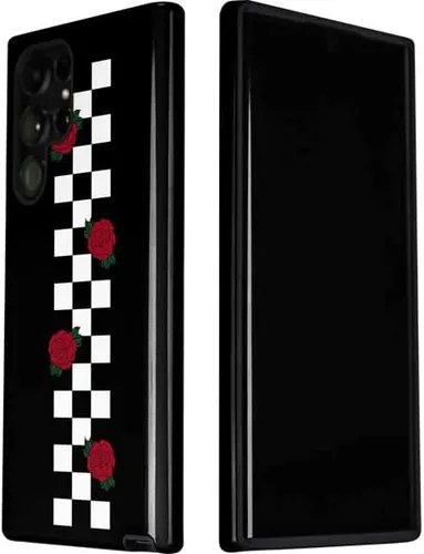 Vista 4 de Skinit Funda para teléfono Pro compatible con Galaxy S22 Ultra - Diseño de tablero de ajedrez rosa