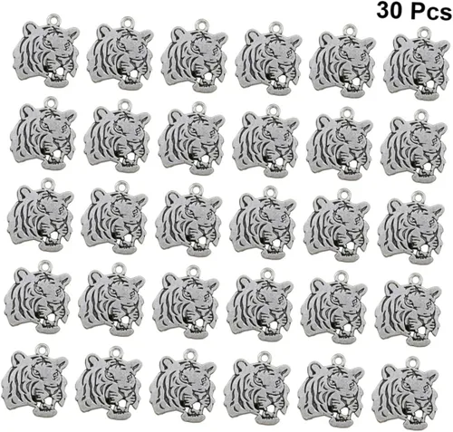 Vista 6 de EXCEART Juego de 30 llaveros de acero inoxidable para regalo, aretes retro, para oficina en casa, regalo de negocios, llavero de animal, colgante
