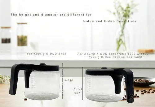 Vista 6 de Jarra de vidrio de repuesto compatible con Keurig K-Duo Essentials 5000 y 5500 y K-DUO Generation2 5600 - Repuesto de cafetera de repuesto,