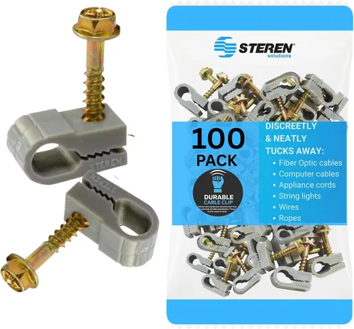 Vista 9 de STEREN Clips coaxiales para cables - Soporte para cables - Clips de alambre - Clips laterales para colgar - Soporte de cable para escritorio Gris
