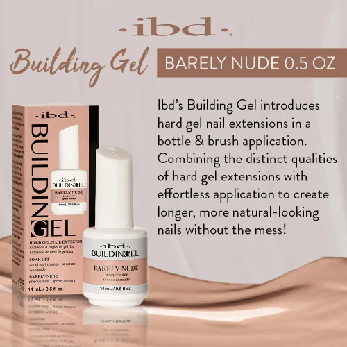 Vista 2 de IBD Gel de construcción, extensión de uñas de gel duro, apenas desnudo, remojo, fortalecedor de uñas, 0.5 onzas líquidas
