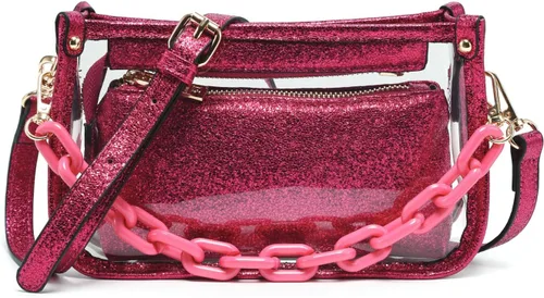 Vista 20 de Jessica - Bolso vegano transparente para mujer, aprobado por estadios, bolsos cruzados para conciertos, eventos deportivos