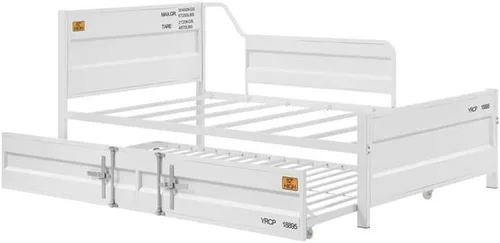Vista 4 de Acme Sofá cama doble y cama nido de metal tipo cargo en blanco