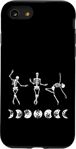 Vista 13 de Carcasa divertida para iPhone 15 con diseño de esqueletos bailarines y fase lunar New Age Emo Goth