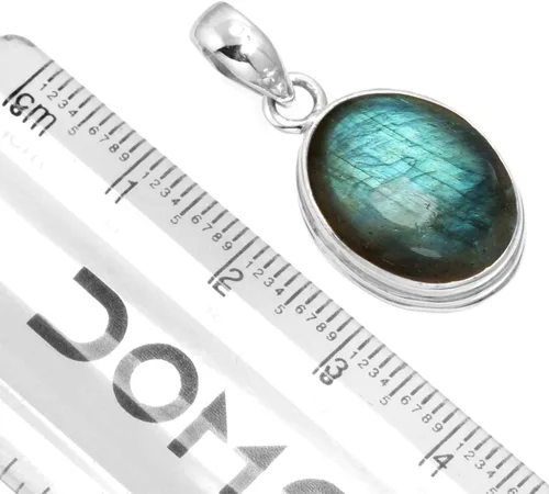 Vista 2 de JEWELOPORIUM Colgante hecho a mano de plata de ley 925 para mujer, 12 x 16, piedra preciosa ovalada, joyería de moda para regalo (99541_P)