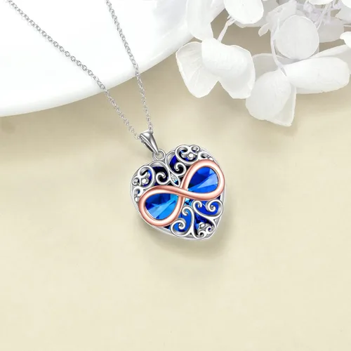 Vista 3 de YFN Collar de corazón de plata esterlina para mujer, regalos de cumpleaños para mamá, esposa, hija, novias