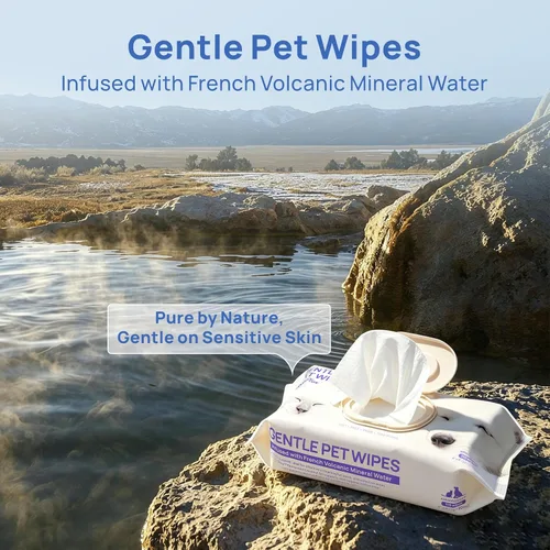 Vista 2 de HICC PET Toallitas para perros y gatos, agua mineral francesa, 110