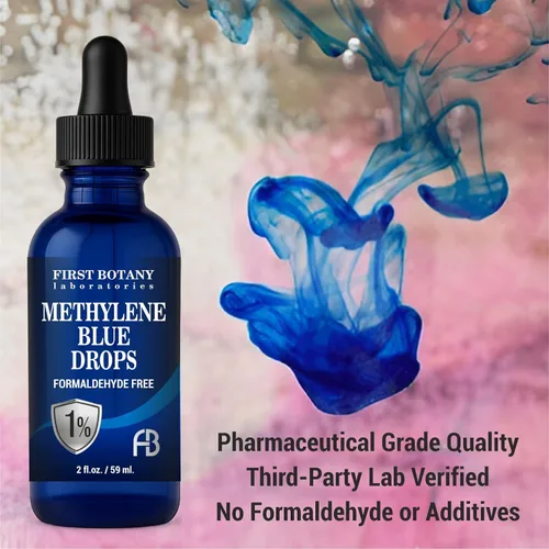 Vista 3 de Gotas azul de metileno grado farmacéutico – Grado USP, suplemento dietético de salud cerebral probado por terceros para humanos, sin formaldehído