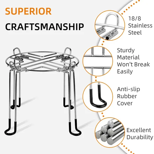 Vista 3 de Soporte de filtro de agua extra alto de acero inoxidable alimentado por gravedad de 8 pulgadas con patas antideslizantes de goma, 9 pulgadas