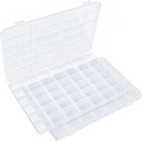 Vista 21 de IOOLEEM Caja organizadora de cuentas de plástico de 15 rejillas, caja de almacenamiento de contenedores, divisores para artes y manualidades