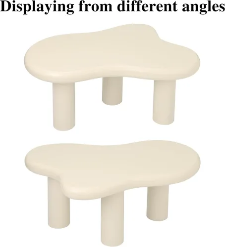 Vista 6 de Mesa de Centro Nube de 34"(L), Mesa de Centro de Madera Moderna para Sala de Estar, Mesas Centrales de Acento Únicas con 3 Patas, Mesas de Té