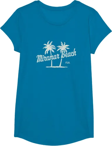 Vista 43 de Miramar Beach Florida Vintage 70s Palm Trees - Camiseta gráfica, Azul / Patchwork, S