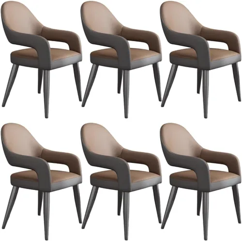 Vista 15 de YVYKFZD Leather Dining Chairs, Leisure Kitchen Chairs Set, Upholstered Dining Room Chairs with Backrest, Lounge Armchair Comfy Side Chair, for Brown