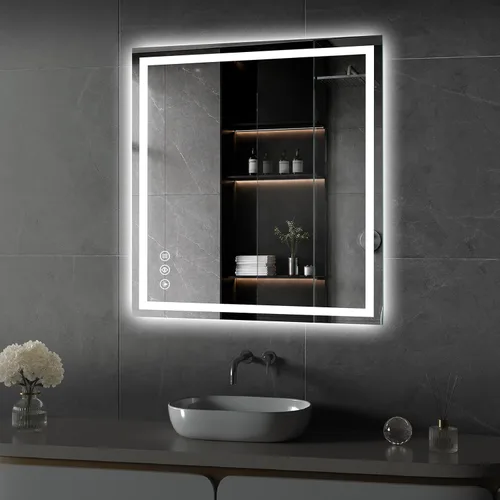 Vista 24 de Koonmi Espejo de baño LED 38x26 con luz, antivaho y 3
