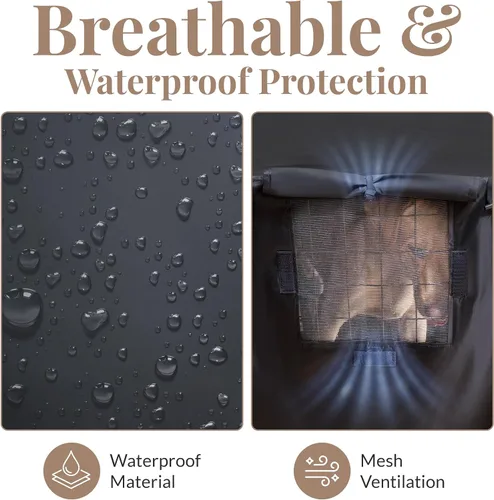 Vista 7 de Funda de jaula para perro de 36 pulgadas, material impermeable mediano, duradero, reductor de luz e impermeable con bolsa de almacenamiento, ventana