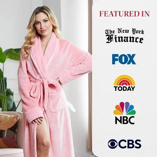 Vista 4 de Lotus Linen Plush Hooded Bathrobe for Women, Customized Monogram Robe, Cozy and Luxurious