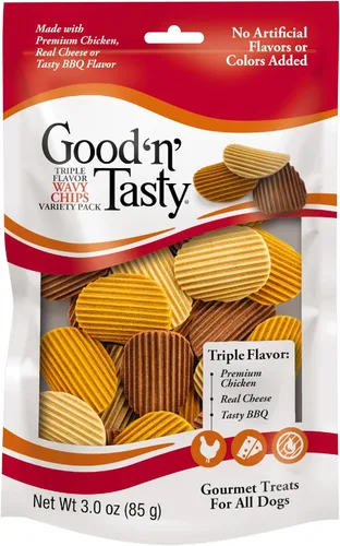 Vista 16 de Good 'n' Tasty Pilas de triple sabor con queso, 9 onzas, aperitivos de tamaño bocado para perros con pollo premium y queso real